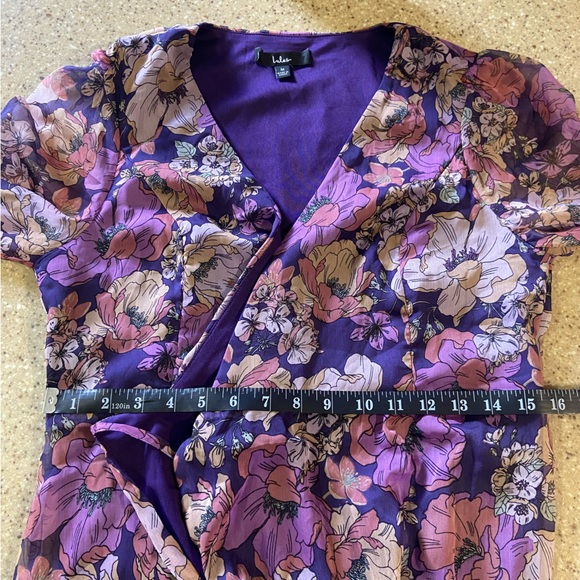 NWOT Lulus Feeling Sweet Purple Floral Print Long Sleeve Wrap Maxi Dress - Picture 6 of 12